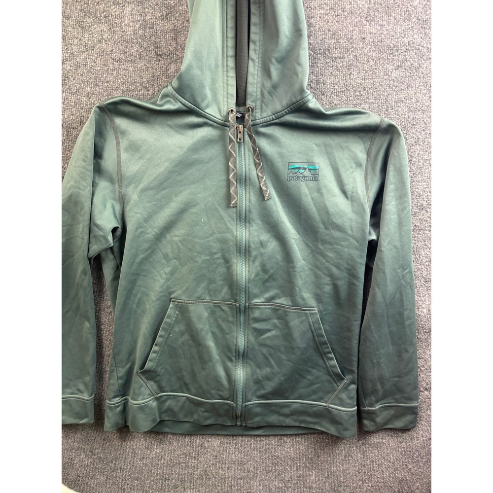 Patagonia Fitz Roy Full Zip Hoodie Mens XL Green Performance Fleece Logo